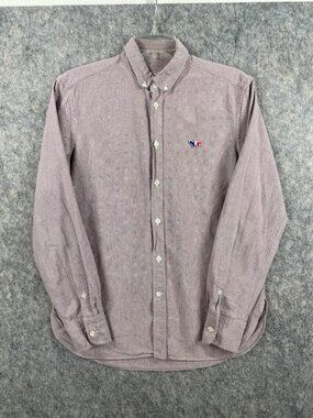 Maison Kitsune Mens Shirt Button Down Size 40 Purple Long Sleeve